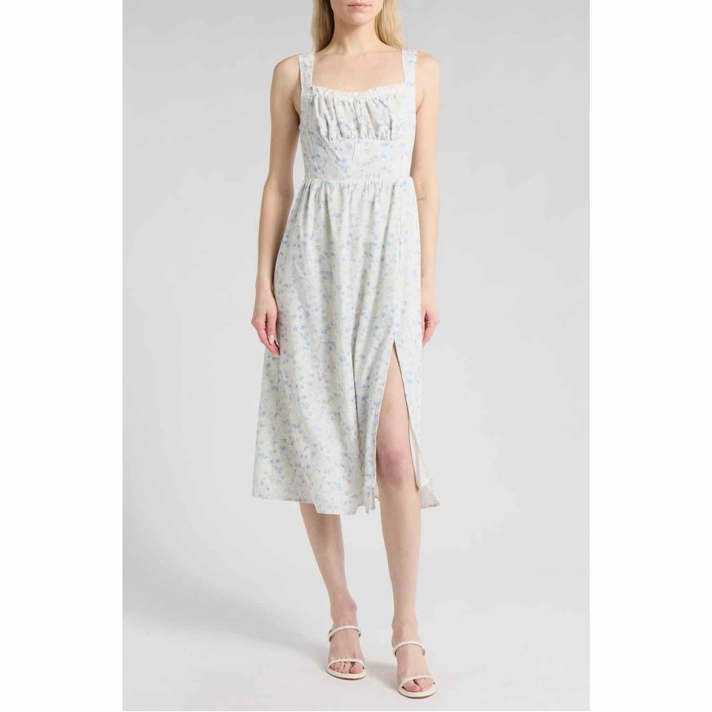 Lush Floral Lace Trim MIDI Dress